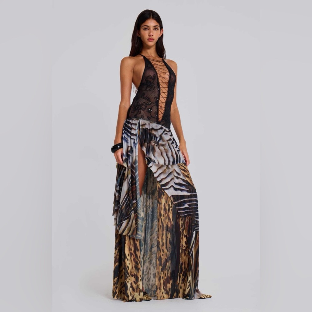 Jaded London Black and Brown Maxi Dress
